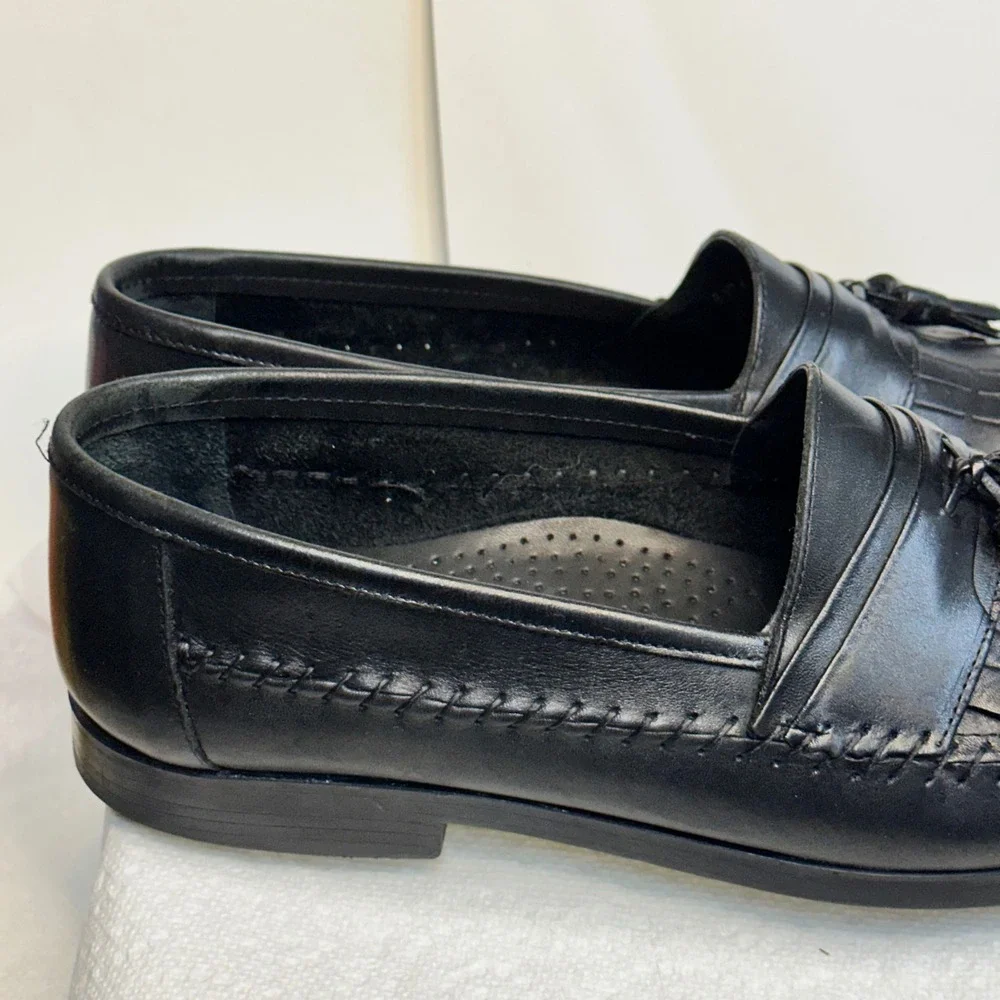 Giorgio Brutini Loafers Mens 12 M Black Woven Kiltie Tassel Excellent